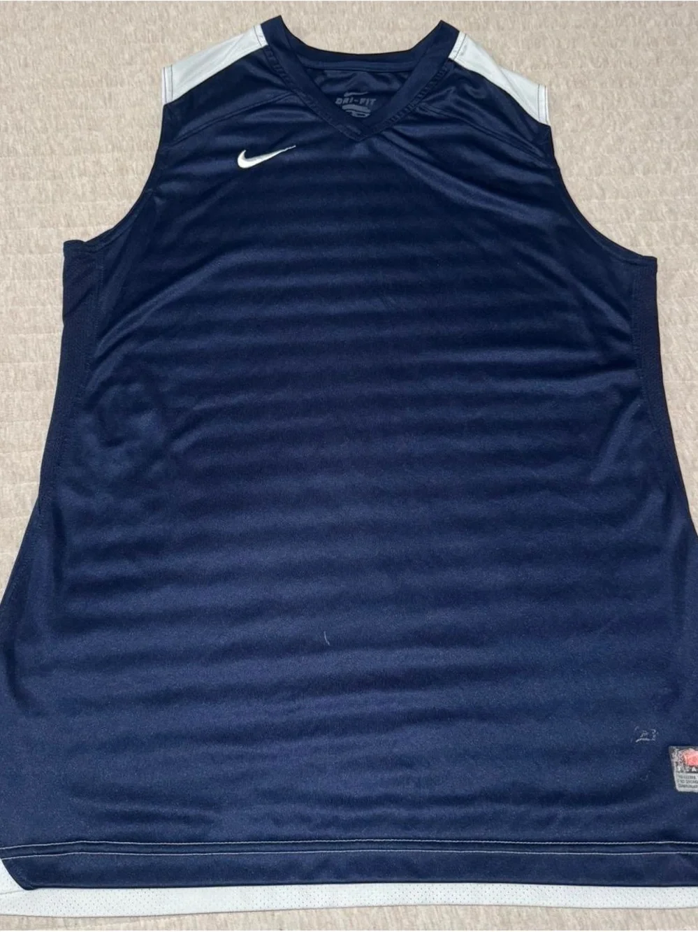 Nike Boys Navy Blue and White Athletic Tank Top